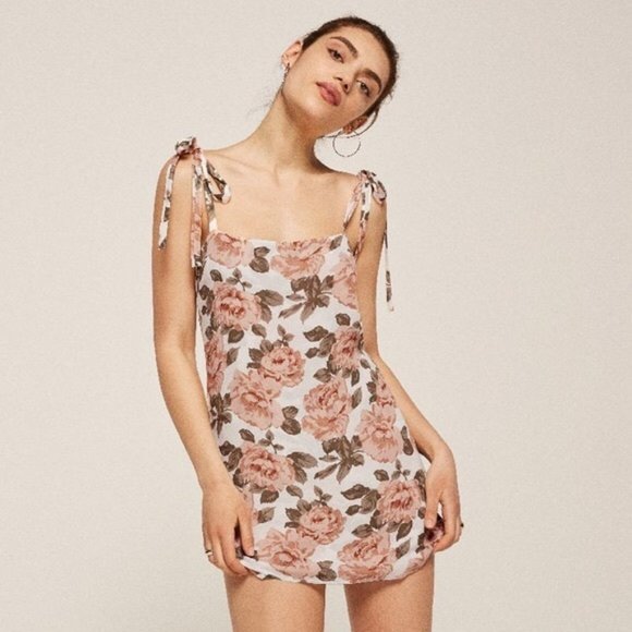 REFORMATION | Size S. Rose Print DIXIE DRESS - Picture 1 of 7